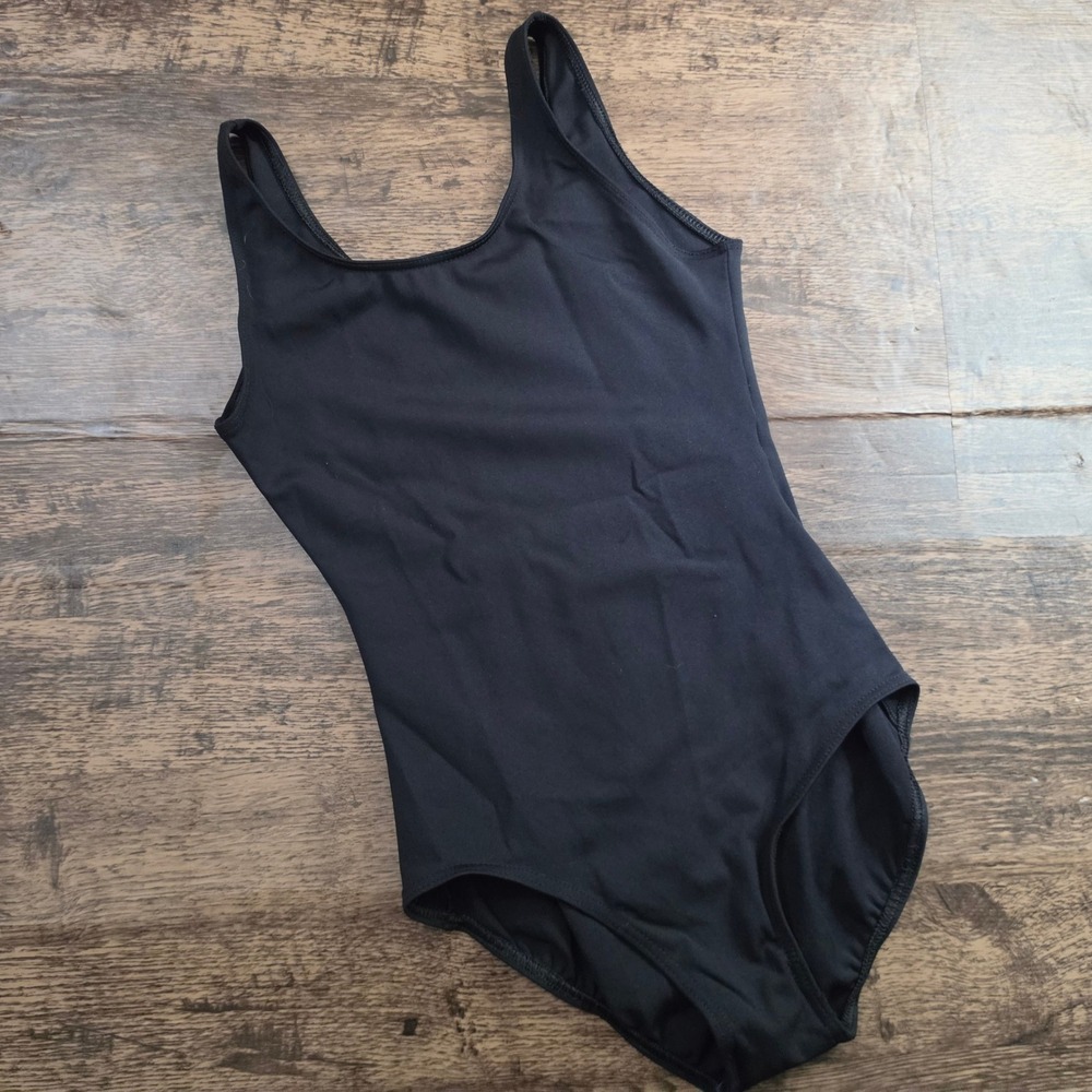 CAPEZIO Leotard Kids Medium Black Sleeveless Scoop Neck Dance Gymnastics